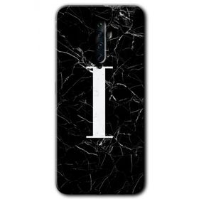 Oppo Reno 2Z Siyah Mermer Desenli İ Harfi Baskılı Uyumlu Silikon Kılıf