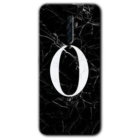 Oppo Reno 2Z Siyah Mermer Desenli O Harfi Baskılı Uyumlu Silikon Kılıf