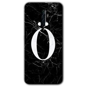 Oppo Reno 2Z Siyah Mermer Desenli O Harfi Baskılı Uyumlu Silikon Kılıf