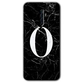 Oppo Reno 2Z Siyah Mermer Desenli O Harfi Baskılı Uyumlu Silikon Kılıf