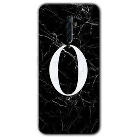 Oppo Reno 2Z Siyah Mermer Desenli O Harfi Baskılı Uyumlu Silikon Kılıf