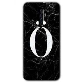 Oppo Reno 2Z Siyah Mermer Desenli O Harfi Baskılı Uyumlu Silikon Kılıf