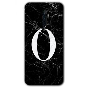 Oppo Reno 2Z Siyah Mermer Desenli O Harfi Baskılı Uyumlu Silikon Kılıf