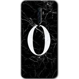 Oppo Reno 2Z Siyah Mermer Desenli O Harfi Baskılı Uyumlu Silikon Kılıf