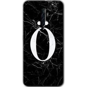 Oppo Reno 2Z Siyah Mermer Desenli O Harfi Baskılı Uyumlu Silikon Kılıf