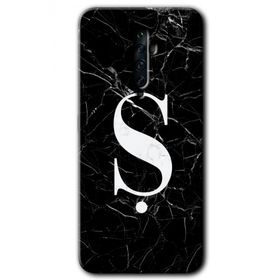 Oppo Reno 2Z Siyah Mermer Desenli Ş Harfi Baskılı Uyumlu Silikon Kılıf