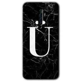 Oppo Reno 2Z Siyah Mermer Desenli U Harfi Baskılı Uyumlu Silikon Kılıf