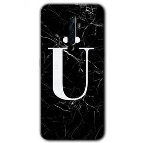 Oppo Reno 2Z Siyah Mermer Desenli U Harfi Baskılı Uyumlu Silikon Kılıf