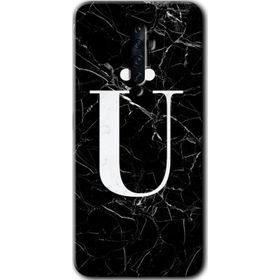 Oppo Reno 2Z Siyah Mermer Desenli U Harfi Baskılı Uyumlu Silikon Kılıf
