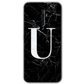 Oppo Reno 2Z Siyah Mermer Desenli U Harfi Baskılı Uyumlu Silikon Kılıf