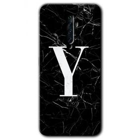 Oppo Reno 2Z Siyah Mermer Desenli Y Harfi Baskılı Uyumlu Silikon Kılıf