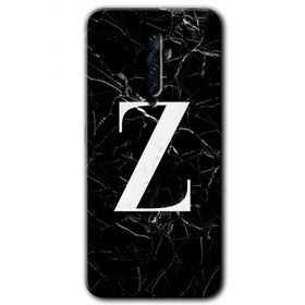 Oppo Reno 2Z Siyah Mermer Desenli Z Harfi Baskılı Uyumlu Silikon Kılıf