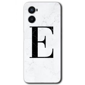 Oppo Reno 3 Beyaz Mermer Desenli E Harfi Baskılı Uyumlu Silikon Kılıf