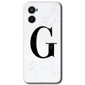 Oppo Reno 3 Beyaz Mermer Desenli G Harfi Baskılı Uyumlu Silikon Kılıf