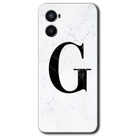 Oppo Reno 3 Beyaz Mermer Desenli G Harfi Baskılı Uyumlu Silikon Kılıf