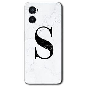 Oppo Reno 3 Beyaz Mermer Desenli S Harfi Baskılı Uyumlu Silikon Kılıf