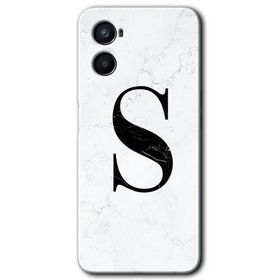 Oppo Reno 3 Beyaz Mermer Desenli S Harfi Baskılı Uyumlu Silikon Kılıf