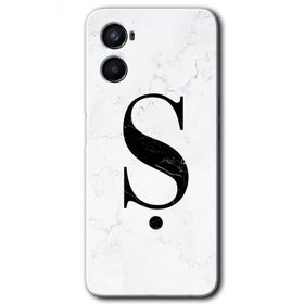 Oppo Reno 3 Beyaz Mermer Desenli S Harfi Baskılı Uyumlu Silikon Kılıf