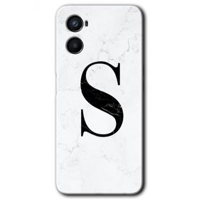 Oppo Reno 3 Beyaz Mermer Desenli S Harfi Baskılı Uyumlu Silikon Kılıf