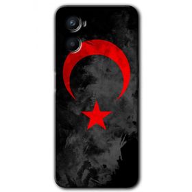 Oppo Reno 3 Black Ayyıldız Baskılı Uyumlu Silikon Kılıf