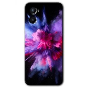 Oppo Reno 3 Color Splash Purple Baskılı Uyumlu Silikon Kılıf