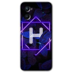 Oppo Reno 3 Dark Neon Yaprak H Harfi Baskılı Uyumlu Silikon Kılıf