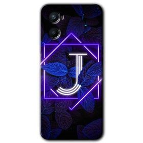 Oppo Reno 3 Dark Neon Yaprak J Harfi Baskılı Uyumlu Silikon Kılıf