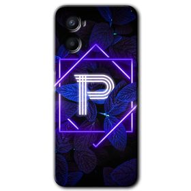 Oppo Reno 3 Dark Neon Yaprak P Harfi Baskılı Uyumlu Silikon Kılıf