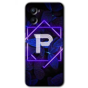 Oppo Reno 3 Dark Neon Yaprak P Harfi Baskılı Uyumlu Silikon Kılıf