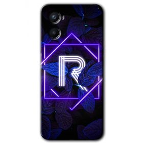 Oppo Reno 3 Dark Neon Yaprak R Harfi Baskılı Uyumlu Silikon Kılıf