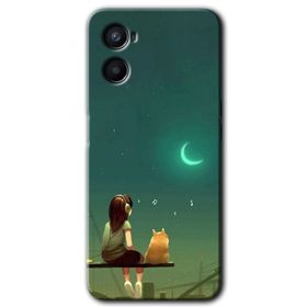 Oppo Reno 3 Kedili Kız Baskılı Uyumlu Silikon Kılıf