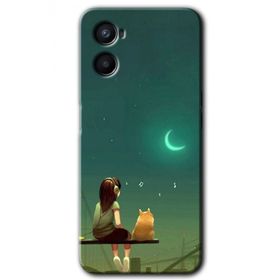 Oppo Reno 3 Kedili Kız Baskılı Uyumlu Silikon Kılıf