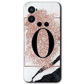 Oppo Reno 3 Pembe Mermer Desenli Ö Harfi Baskılı Uyumlu Silikon Kılıf