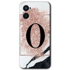 Oppo Reno 3 Pembe Mermer Desenli Ö Harfi Baskılı Uyumlu Silikon Kılıf