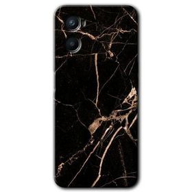 Oppo Reno 3 Siyah Gold Mermer Baskılı Uyumlu Silikon Kılıf