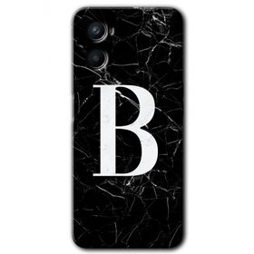 Oppo Reno 3 Siyah Mermer Desenli B Harfi Baskılı Uyumlu Silikon Kılıf