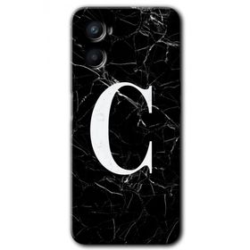 Oppo Reno 3 Siyah Mermer Desenli Ç Harfi Baskılı Uyumlu Silikon Kılıf