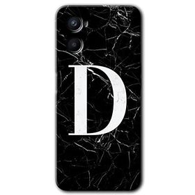 Oppo Reno 3 Siyah Mermer Desenli D Harfi Baskılı Uyumlu Silikon Kılıf