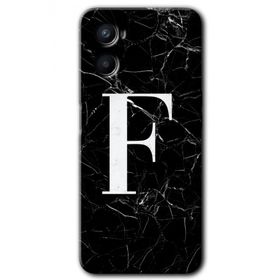 Oppo Reno 3 Siyah Mermer Desenli F Harfi Baskılı Uyumlu Silikon Kılıf