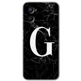 Oppo Reno 3 Siyah Mermer Desenli G Harfi Baskılı Uyumlu Silikon Kılıf
