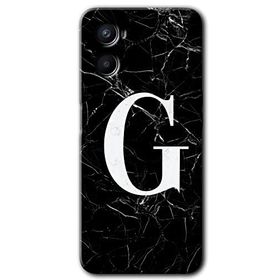 Oppo Reno 3 Siyah Mermer Desenli G Harfi Baskılı Uyumlu Silikon Kılıf