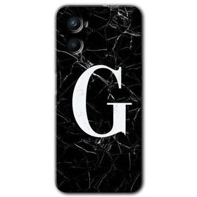 Oppo Reno 3 Siyah Mermer Desenli G Harfi Baskılı Uyumlu Silikon Kılıf