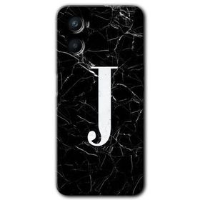 Oppo Reno 3 Siyah Mermer Desenli J Harfi Baskılı Uyumlu Silikon Kılıf