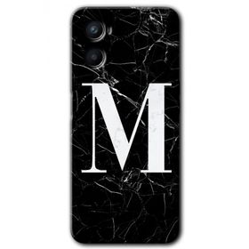 Oppo Reno 3 Siyah Mermer Desenli M Harfi Baskılı Uyumlu Silikon Kılıf