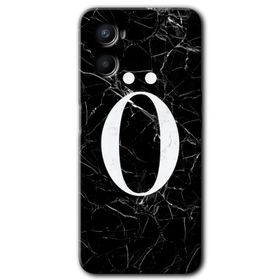 Oppo Reno 3 Siyah Mermer Desenli Ö Harfi Baskılı Uyumlu Silikon Kılıf