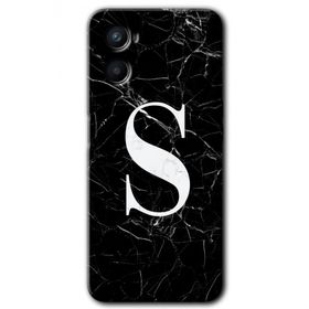 Oppo Reno 3 Siyah Mermer Desenli Ş Harfi Baskılı Uyumlu Silikon Kılıf