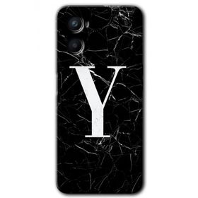 Oppo Reno 3 Siyah Mermer Desenli Y Harfi Baskılı Uyumlu Silikon Kılıf