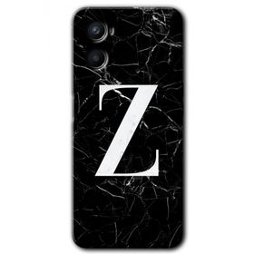 Oppo Reno 3 Siyah Mermer Desenli Z Harfi Baskılı Uyumlu Silikon Kılıf