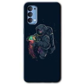 Oppo Reno 4 Astronot Kıyafeti Baskılı Uyumlu Silikon Kılıf