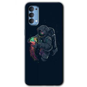 Oppo Reno 4 Astronot Kıyafeti Baskılı Uyumlu Silikon Kılıf